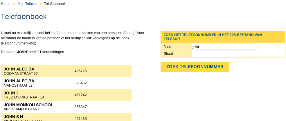 Telesur Phonebook